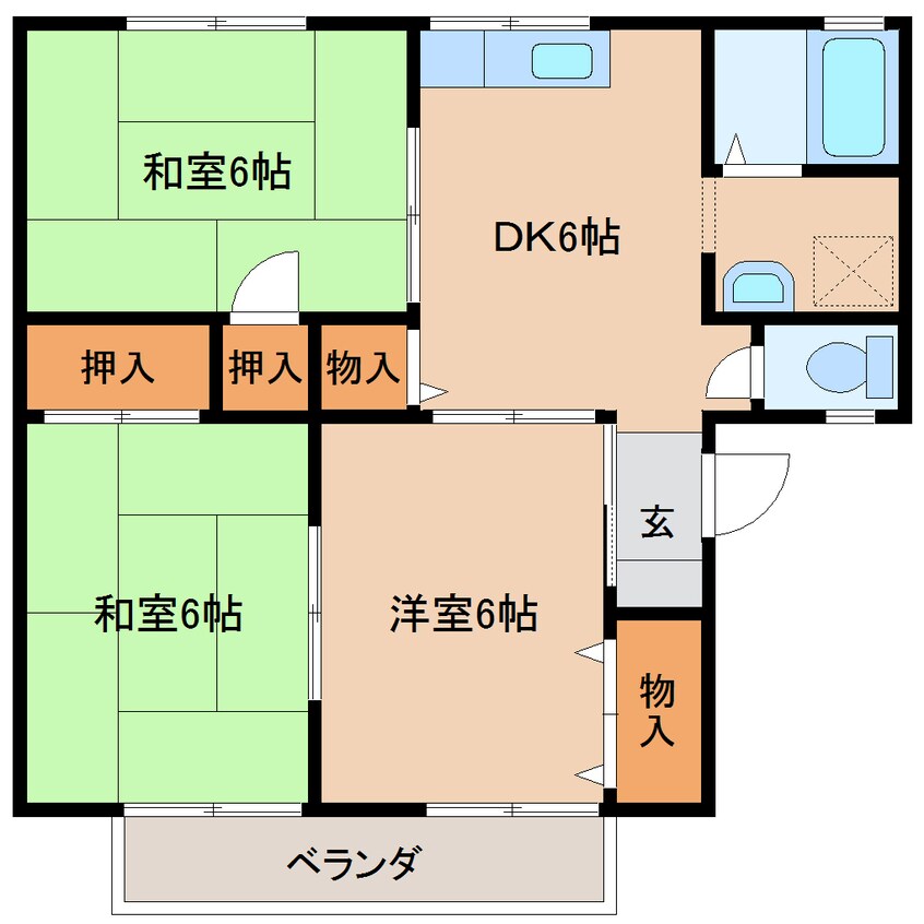 間取図 近鉄大阪線（近畿）/築山駅 徒歩8分 2階 築32年