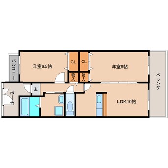 間取図 近鉄大阪線（近畿）/大和高田駅 徒歩14分 2階 築21年