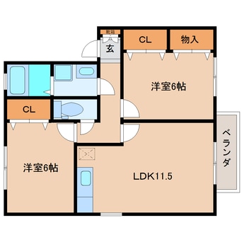 間取図 近鉄御所線/近鉄新庄駅 徒歩12分 2階 築22年