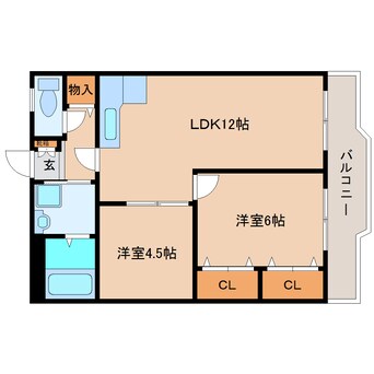 間取図 和歌山線/大和新庄駅 徒歩1分 2階 築21年