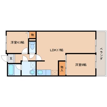 間取図 近鉄大阪線（近畿）/大和高田駅 徒歩5分 2階 築33年