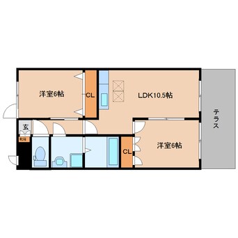 間取図 近鉄大阪線（近畿）/築山駅 徒歩2分 1階 築19年