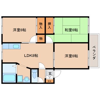 間取図 近鉄御所線/近鉄新庄駅 徒歩6分 2階 築27年