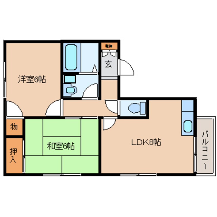 間取図 近鉄御所線/近鉄新庄駅 徒歩6分 1階 築27年