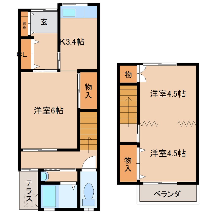 間取図 近鉄大阪線（近畿）/大和高田駅 徒歩13分 1-2階 築51年