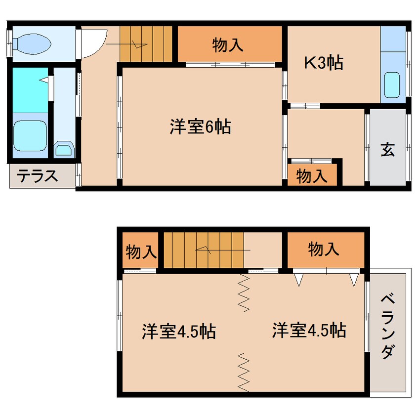 間取図 近鉄大阪線（近畿）/大和高田駅 徒歩13分 1-2階 築51年