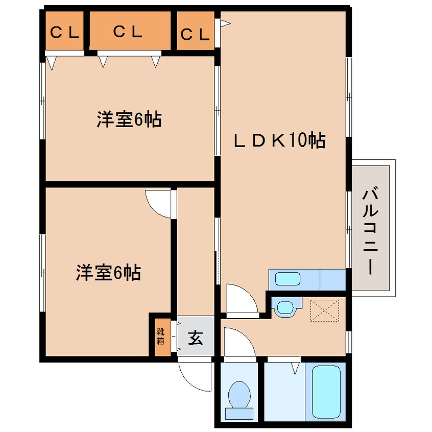 間取図 近鉄南大阪線/高田市駅 徒歩12分 2階 築32年