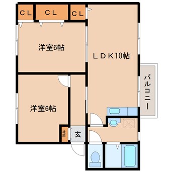 間取図 近鉄南大阪線/高田市駅 徒歩12分 2階 築32年