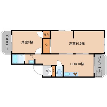 間取図 近鉄大阪線（近畿）/大和高田駅 徒歩8分 4階 築47年