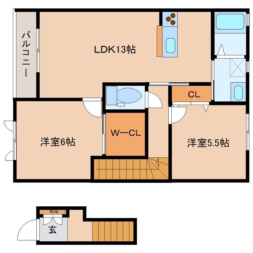 間取図 近鉄南大阪線/高田市駅 徒歩5分 2階 築20年