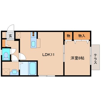 間取図 近鉄南大阪線/高田市駅 徒歩10分 1階 築18年