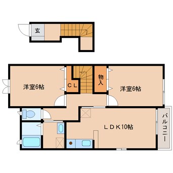 間取図 和歌山線/五条駅 徒歩10分 2階 築18年