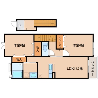 間取図 和歌山線/大和二見駅 徒歩7分 2階 築19年