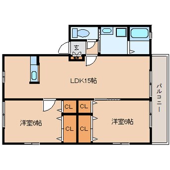 間取図 和歌山線/御所駅 徒歩12分 2階 築18年