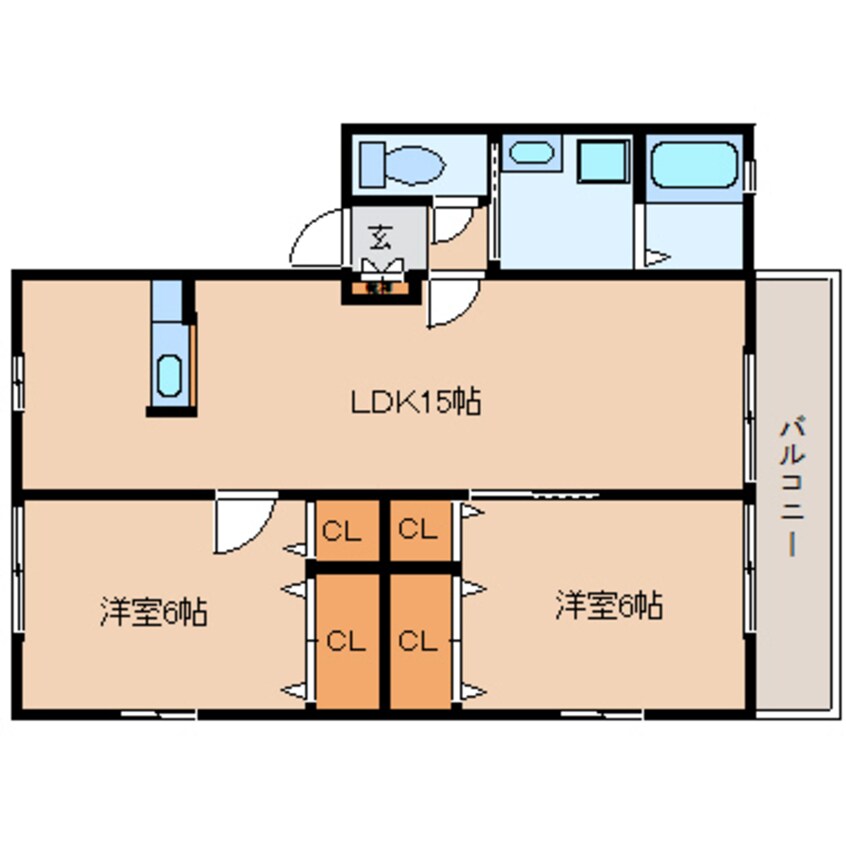 間取図 和歌山線/御所駅 徒歩12分 2階 築18年