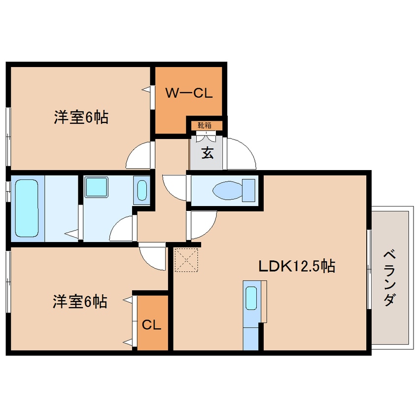 間取図 近鉄南大阪線/磐城駅 徒歩12分 2階 築18年