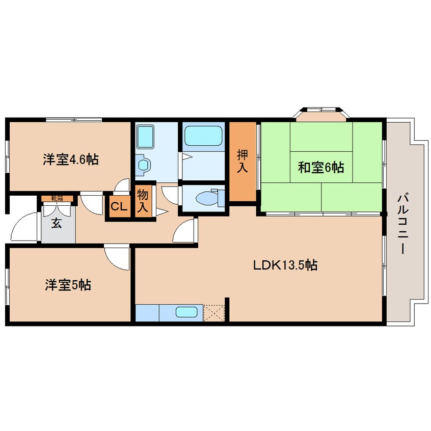 間取図 近鉄南大阪線/高田市駅 徒歩15分 2階 築26年