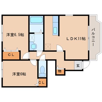 間取図 近鉄大阪線（近畿）/大和高田駅 徒歩8分 1階 築19年