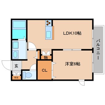 間取図 近鉄大阪線（近畿）/大和高田駅 徒歩8分 2階 築17年