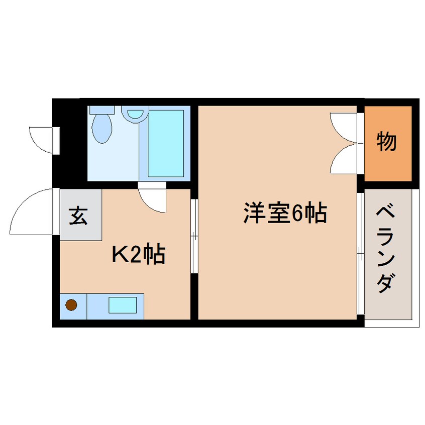 間取図 近鉄大阪線（近畿）/大和高田駅 徒歩7分 2階 築29年