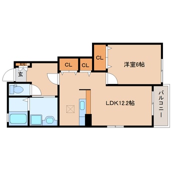 間取図 近鉄南大阪線/高田市駅 徒歩15分 1階 築18年