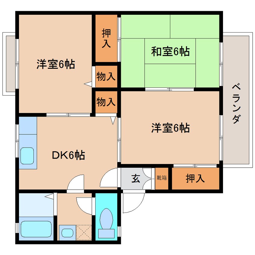 間取図 近鉄御所線/近鉄新庄駅 徒歩12分 1階 築32年