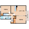 近鉄御所線/近鉄御所駅 徒歩10分 2階 築20年 2LDKの間取り