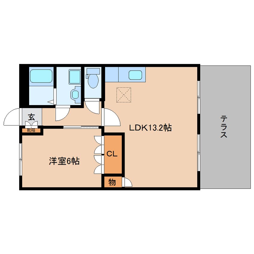 間取図 近鉄御所線/近鉄新庄駅 徒歩10分 1階 築17年