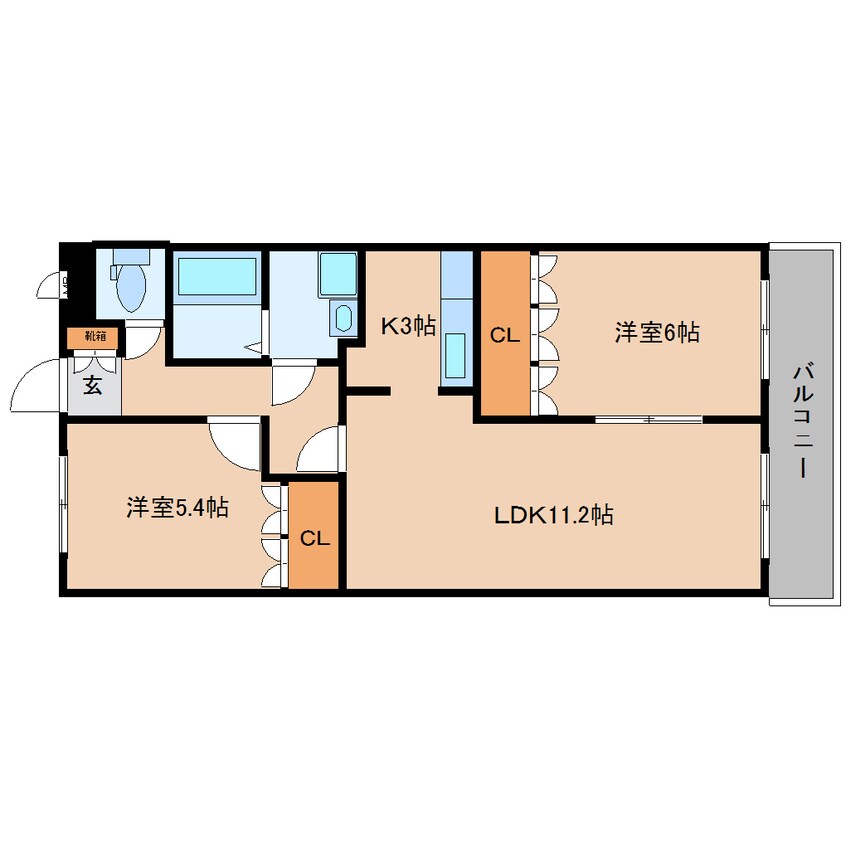 間取図 近鉄南大阪線/磐城駅 徒歩16分 2階 築16年