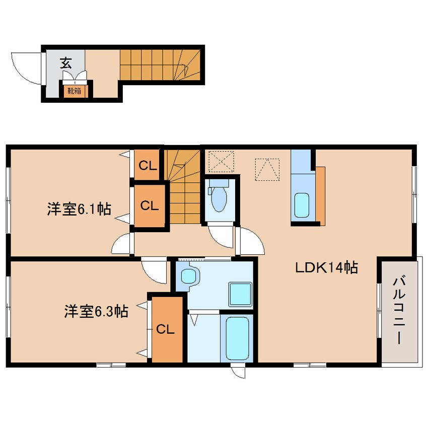 間取図 近鉄御所線/近鉄御所駅 徒歩5分 2階 築16年