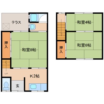 間取図 近鉄大阪線（近畿）/大和高田駅 徒歩9分 1-2階 築35年