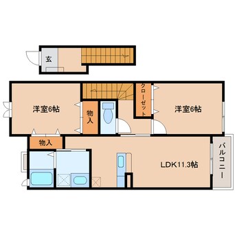 間取図 和歌山線/大和二見駅 徒歩10分 2階 築16年