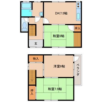 間取図 近鉄南大阪線/浮孔駅 徒歩13分 1階 築41年