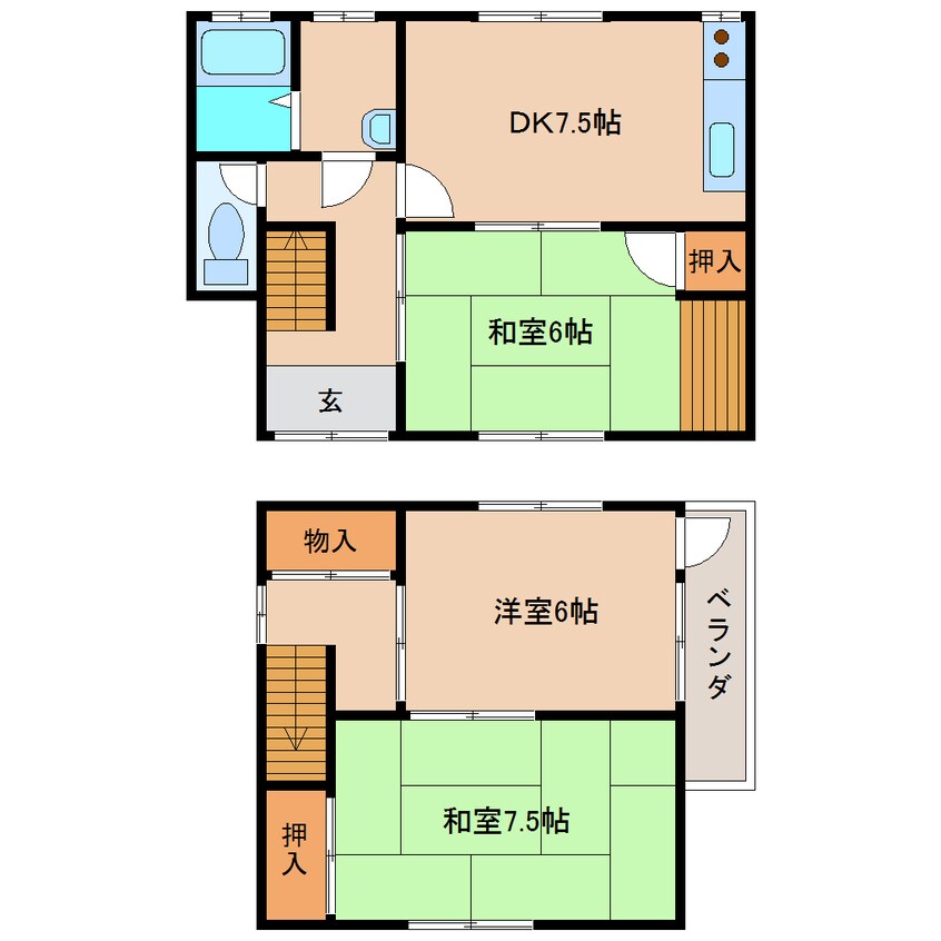 間取図 近鉄南大阪線/浮孔駅 徒歩13分 1階 築41年