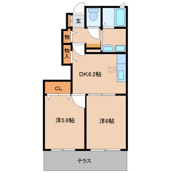 間取図 和歌山線/大和二見駅 徒歩10分 1階 築15年