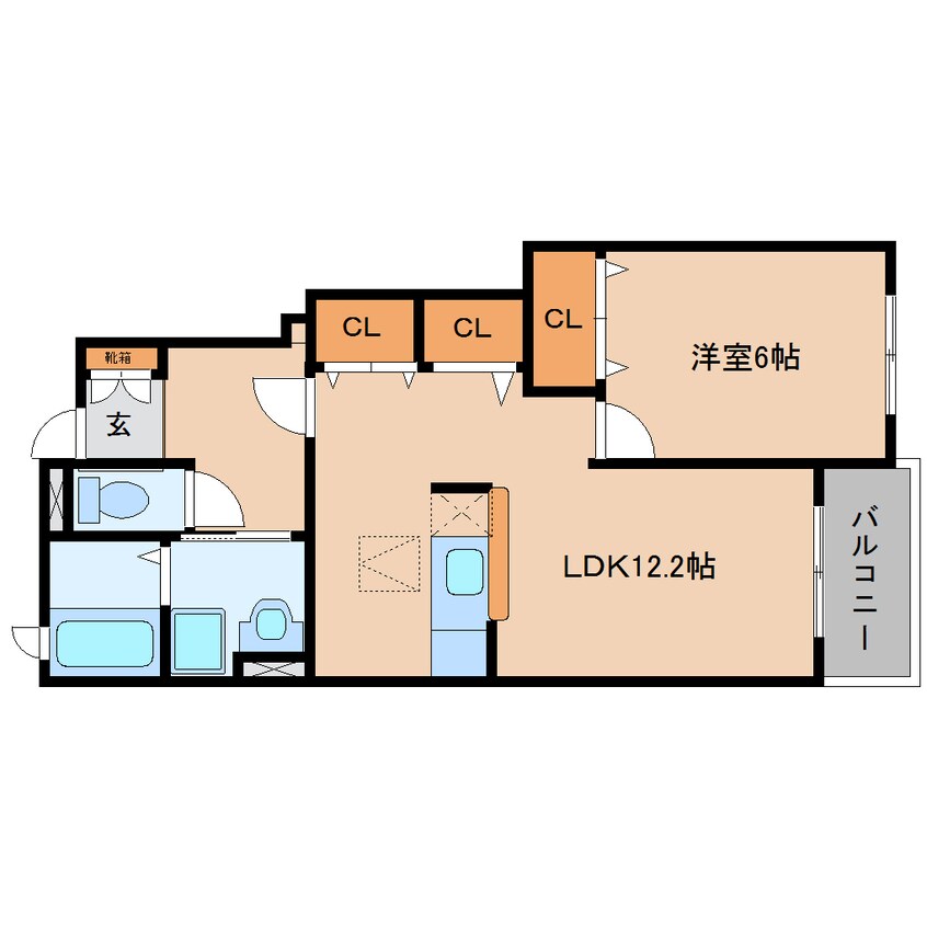 間取図 和歌山線/大和二見駅 徒歩6分 1階 築17年