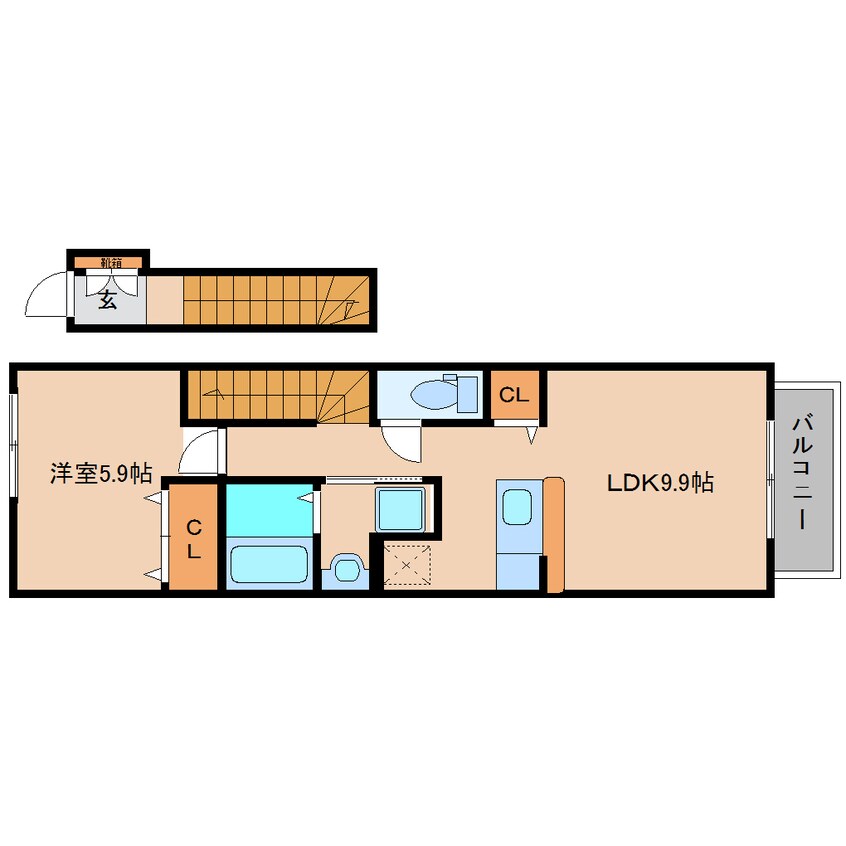 間取図 近鉄南大阪線/高田市駅 徒歩13分 2階 築14年