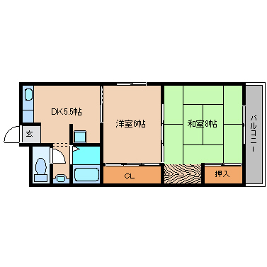 近鉄大阪線（近畿）/大和高田駅 徒歩15分 3階 築37年 2DKの間取り