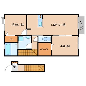 間取図 和歌山線/大和新庄駅 徒歩5分 2階 築12年