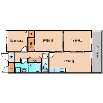 間取図 近鉄南大阪線/高田市駅 徒歩6分 3階 築34年