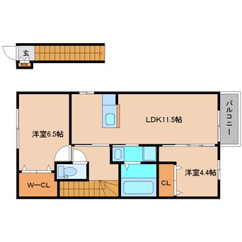 間取図 近鉄御所線/忍海駅 徒歩2分 2階 築12年