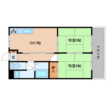 間取図 近鉄大阪線（近畿）/築山駅 徒歩5分 4階 築32年