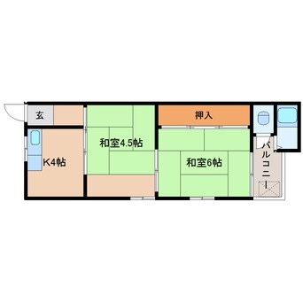 間取図 近鉄南大阪線/高田市駅 徒歩9分 2階 築49年