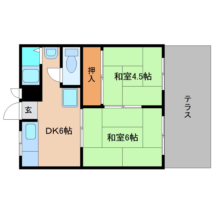 間取図 近鉄南大阪線/高田市駅 徒歩12分 2階 築41年