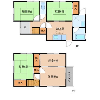 間取図 近鉄大阪線（近畿）/大和高田駅 徒歩10分 1-2階 築43年