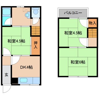 間取図 近鉄大阪線（近畿）/築山駅 徒歩9分 1階 築54年