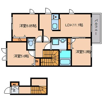 間取図 近鉄大阪線（近畿）/大和高田駅 バス15分赤部下車:停歩3分 2階 築11年