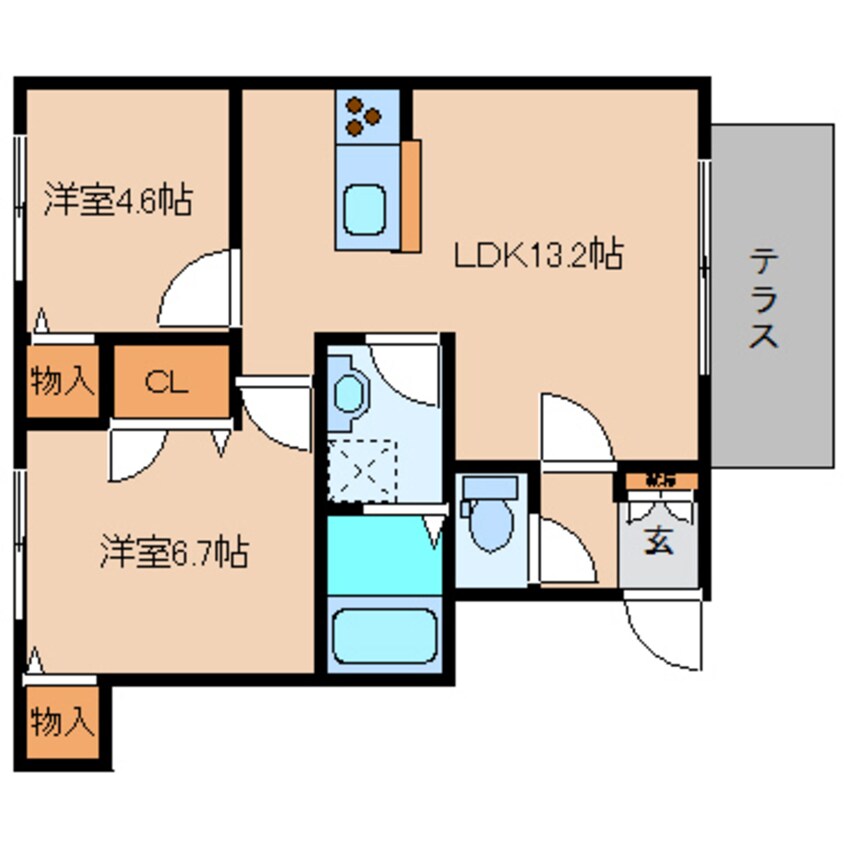 間取図 近鉄御所線/忍海駅 徒歩8分 1階 築11年