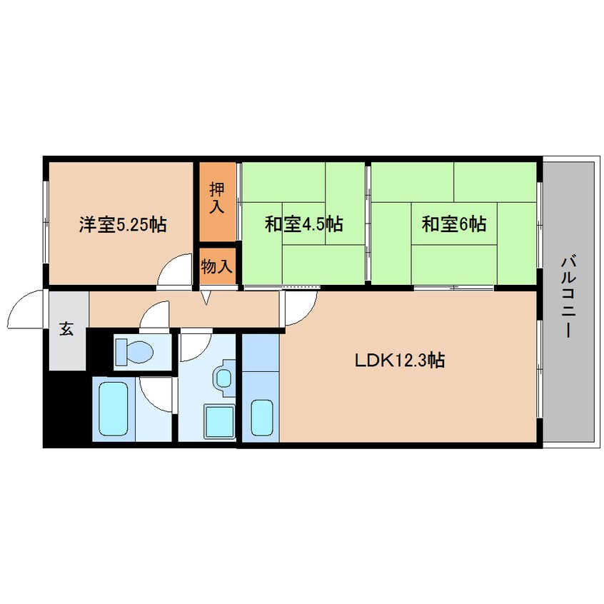 間取図 近鉄南大阪線/高田市駅 徒歩14分 5階 築35年