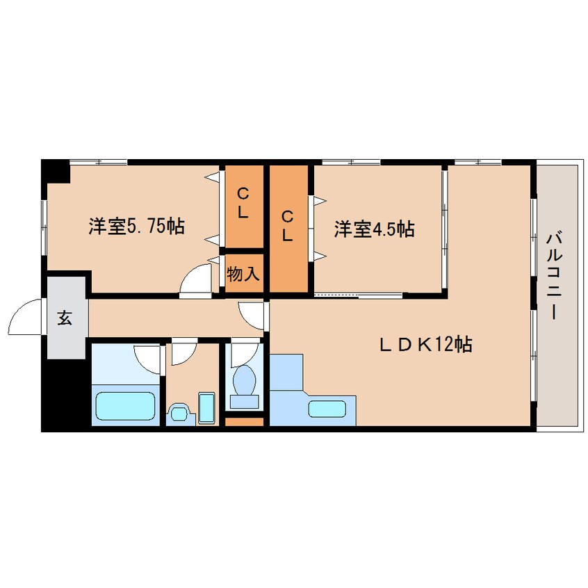 間取図 近鉄南大阪線/高田市駅 徒歩14分 4階 築35年